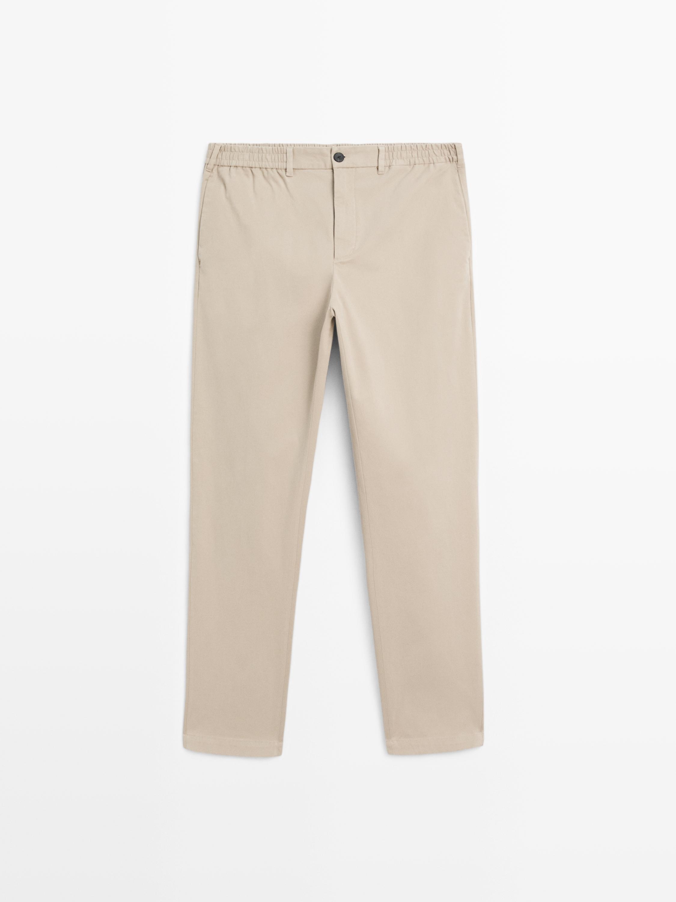 Cotton blend jogger fit trousers